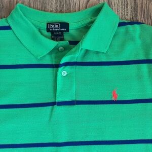 Vintage Ralph Lauren Rugby Polo Shirt Boys XL 18-20 Youth Preppy Striped Cotton